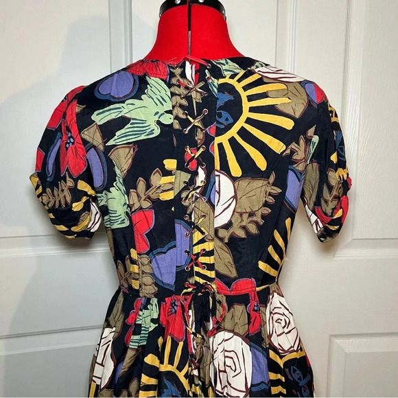 Pyumosso 100% Rayon Full button Front, Corset Back, Midi Fit & Flare Dress - Picture 4 of 8